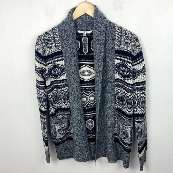 Revolve BB Dakota‎ Grey Knit Open Front Cardigan Size XS Sweater Boho Fair Isle - Picture 10 of 11